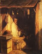 Alexandre Gabriel Decamps Turkish Merchant smoring in His shop oil painting picture wholesale